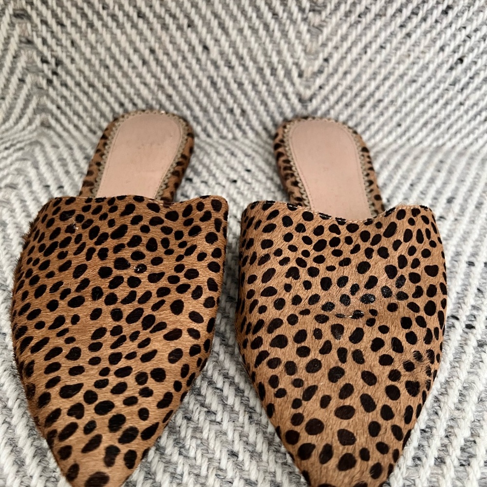 Women's Leopard Print Pointed Toe Slip-On Mules - Tan/Black